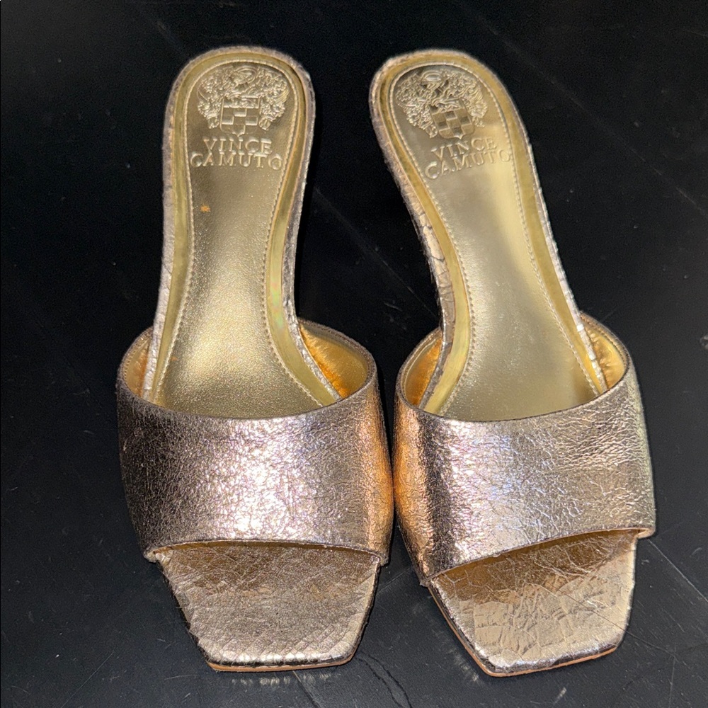Vince Camuto Metallic Rose Slide Sandals